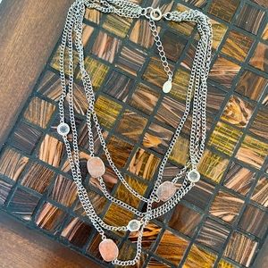 Silver Crystal Layered Necklace